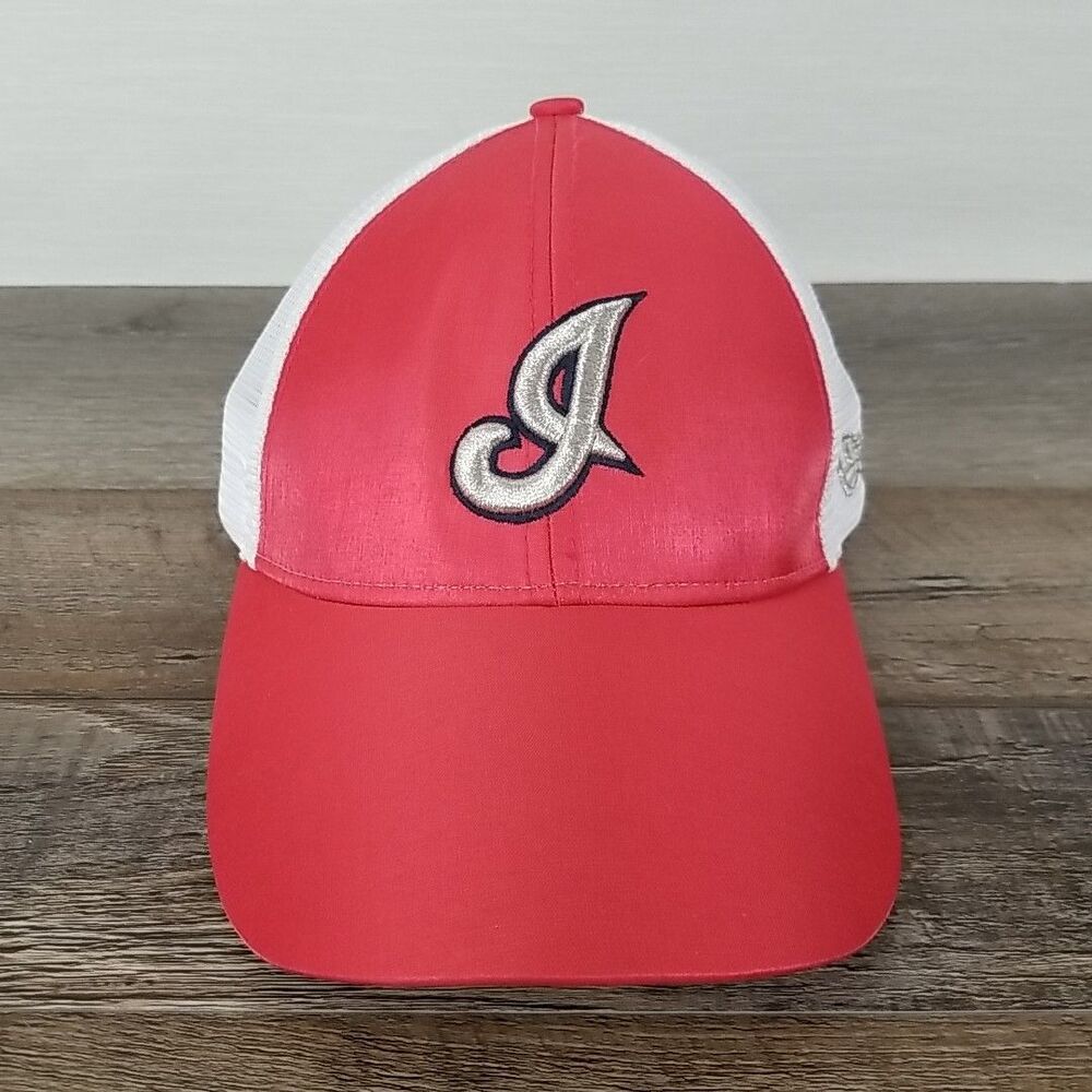 Cleveland Indians New Era Script Letter I Cap Women's Snapback Metallic Red